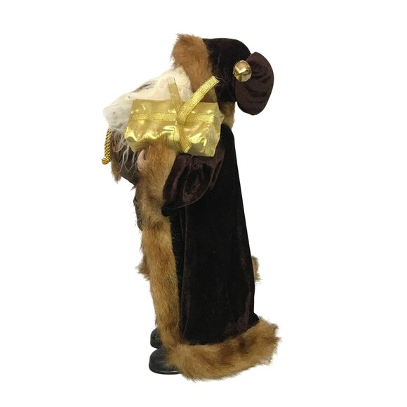 Safari Christmas Santa Claus Figurine Home Decor With Faux Fur & Gifts 20" - Picture 6 of 13